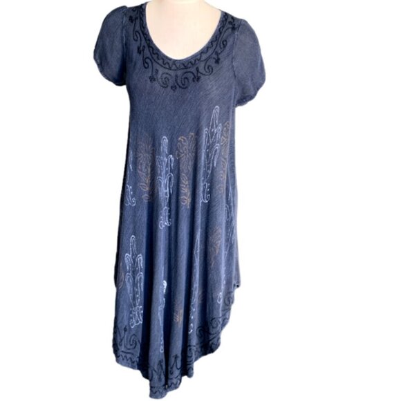 Fashion Force Free Size Gauze Shift Dress Beach Cover-up Blue 103A - Picture 1 of 10
